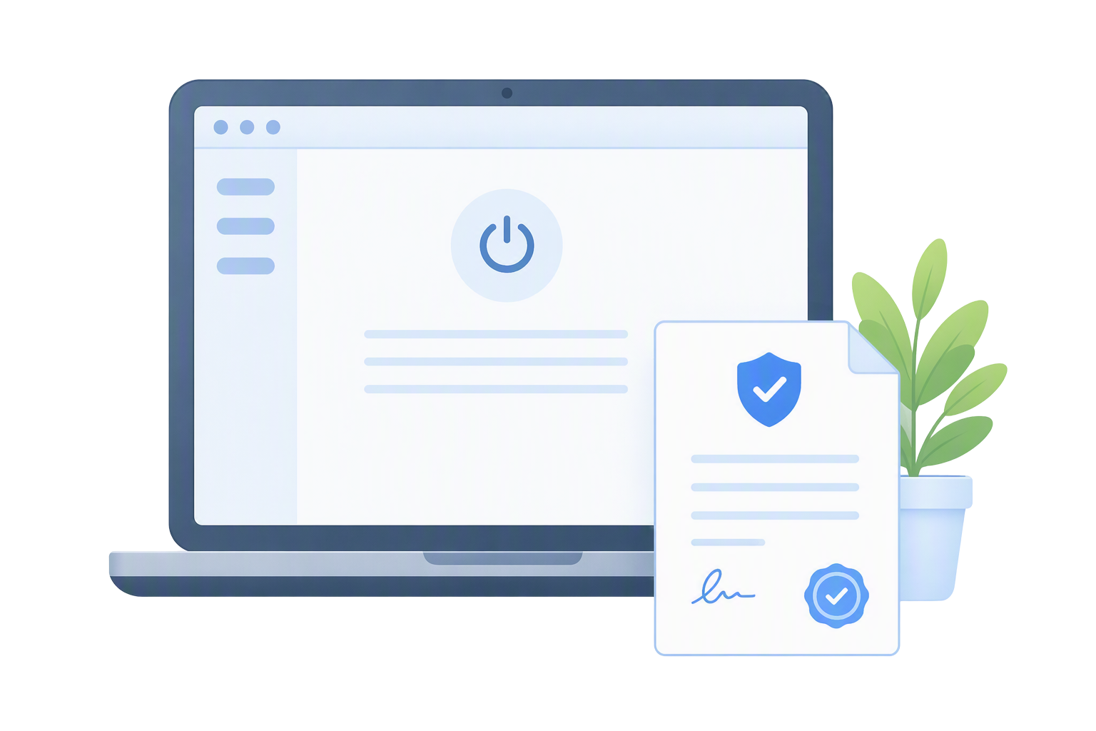 Laptop with legal document